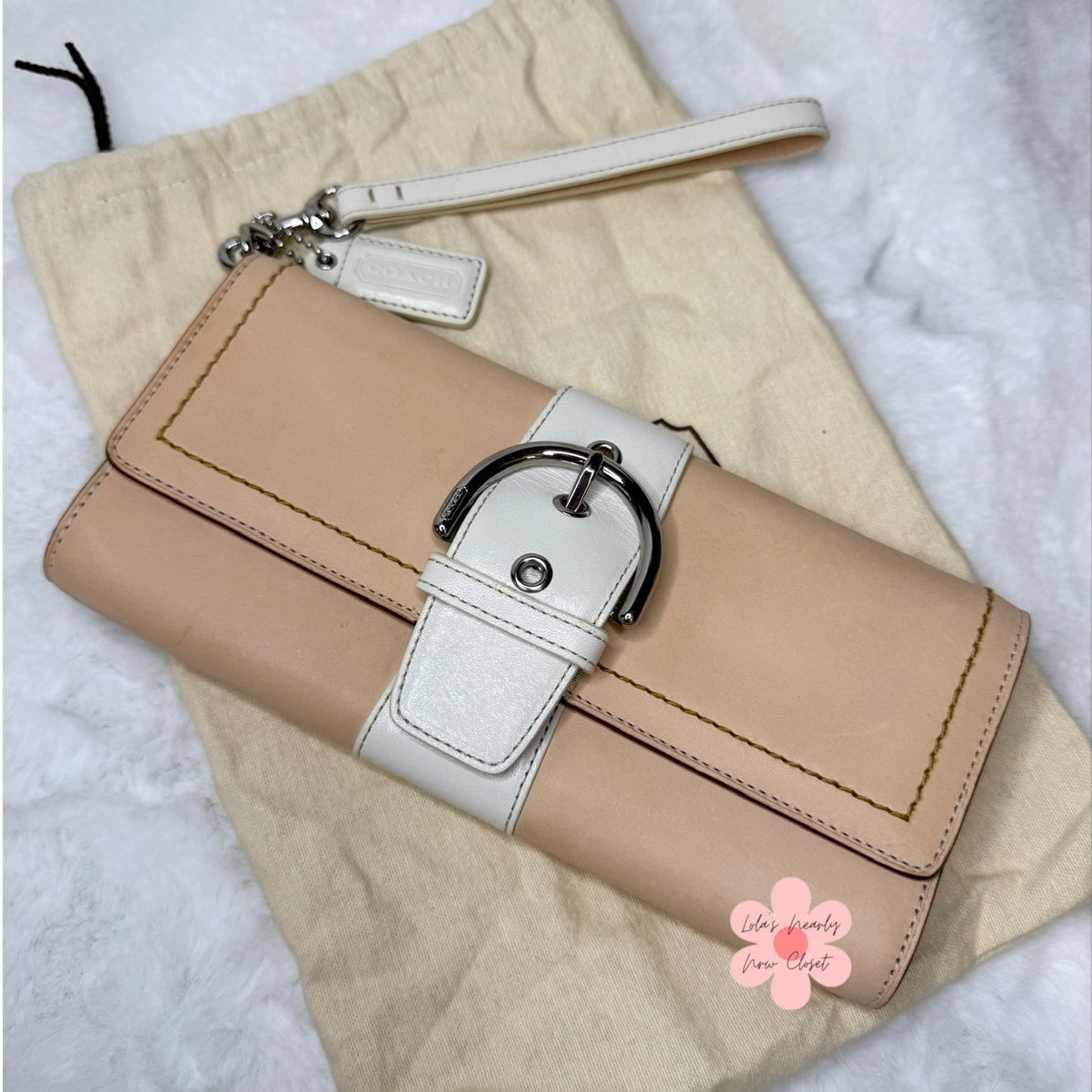 Y2k Coach Vintage 2003 Soho Striped Buckle 6694 Leather Wristlet Wallet
